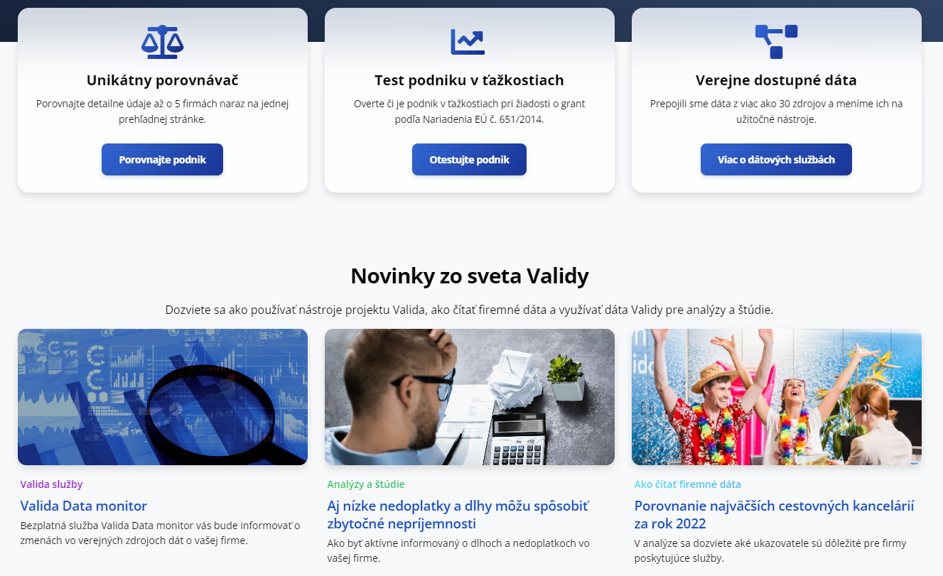 Aké bezplatné služby dnes ponúka portál Valida.sk?